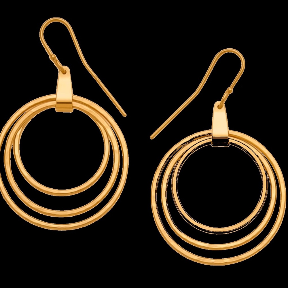 James Avery 14k Gold  “Three Hammered Circles Dangle Earrings”